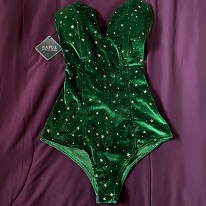 ZAFUL green velour starry teddy